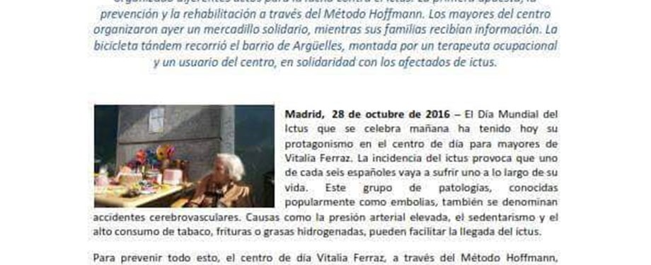 Vitalia Ferraz apuesta en el Día Mundial del Ictus por la prevención y la rehabilitación